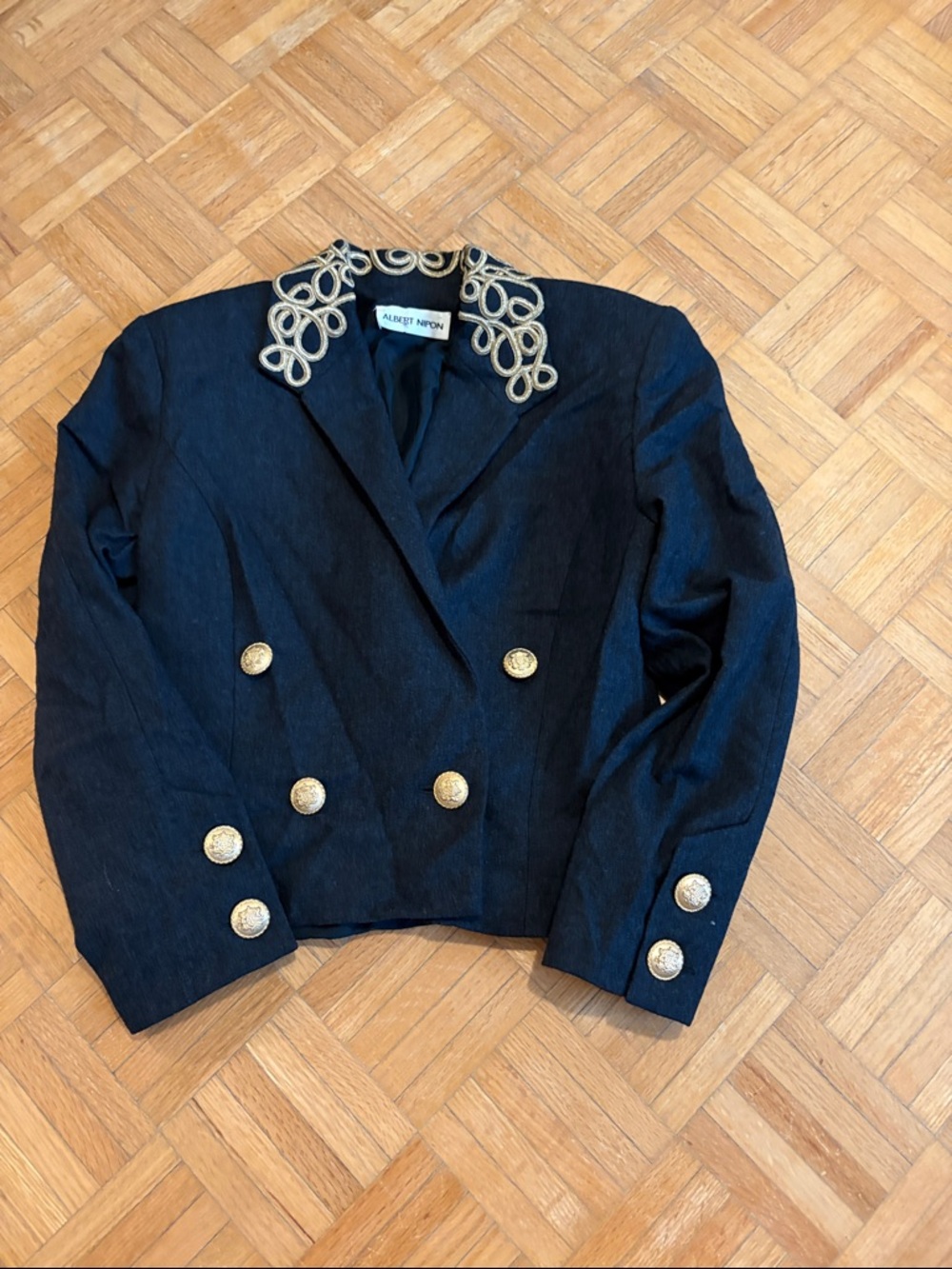 Albert Nipon Double-Breasted Embellished Collar Jacket